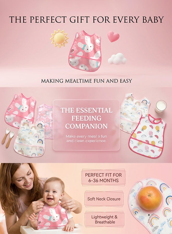 Sweet Life Baby bibs Waterproof Toddler bib - Feeding bib with Pocket for Infant Boy Girl Washable 6-36M - Image 4